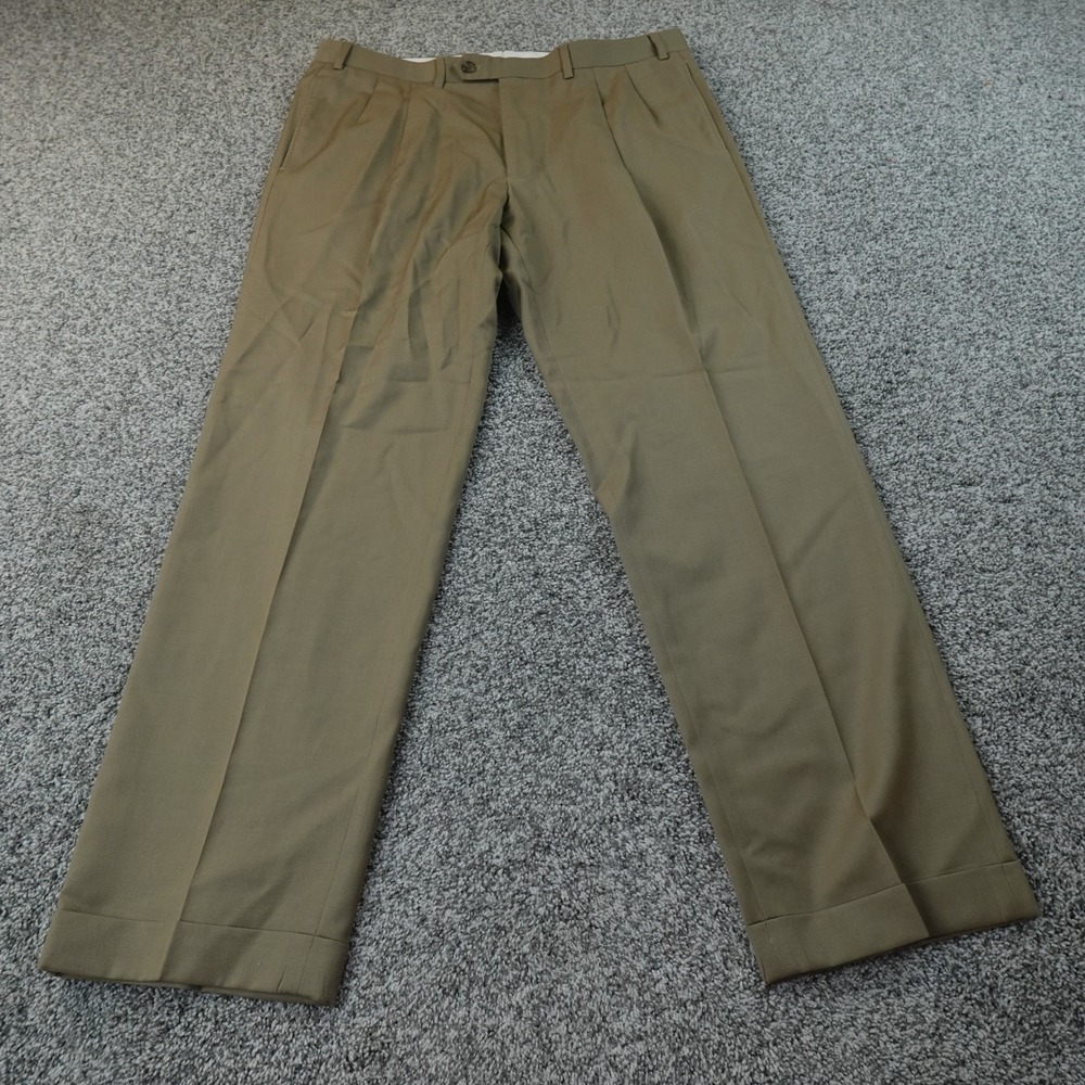 Ralph Lauren Pants Mens 38X32 Beige Brown Wool Chino Trouser Dress Slacks Office